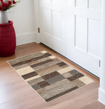 3' X 5' Beige Slate Gray And Brown Patchwork Area Rug