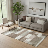 5' X 8' Blue And Ivory Patchwork Area Rug