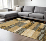8' X 10' Blue And Beige Patchwork Area Rug
