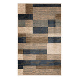 8' X 10' Blue Brown And Beige Patchwork Area Rug