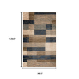 8' X 10' Blue Brown And Beige Patchwork Area Rug