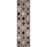 10' Ivory Brown And Black Quatrefoil Distressed Runner Rug