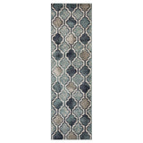 8' Gray And Ivory Quatrefoil Distressed Runner Rug