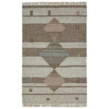 5' X 8' Gray And Brown Geometric Flatweave Handmade Area Rug With Fringe