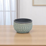 Blue Ceramic 37 Ounce Round Distressed Pot Planter