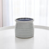Gray Ceramic 51 Ounce Striped Round Distressed Pot Planter