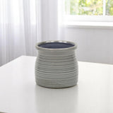 Gray Ceramic 51 Ounce Striped Round Distressed Pot Planter