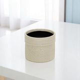 Off White Ceramic 25 Ounce Dotted Round Distressed Pot Planter
