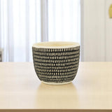 Black And White Ceramic 39 Ounce Dotted Round Distressed Pot Planter