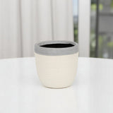 Gray And Ivory Ceramic 41 Ounce Crackle Round Distressed Pot Planter