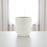 White Ceramic 15 Ounce Round Distressed Pot Planter