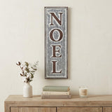 19" X 6" Gray and Brown Christmas Handcrafted Noel Metal Wall Decor