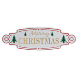 11" X 36" White Green and Red Merry Christmas Metal Wall Decor