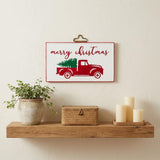 14" X 23" White and Red Handcrafted Merry Christmas Metal Wall Decor