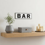 8" X 25" White and Black Handcrafted Bar Metal Wall Decor