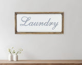 11" X 24" Brown and White Laundry Wood and Metal Wall Decor