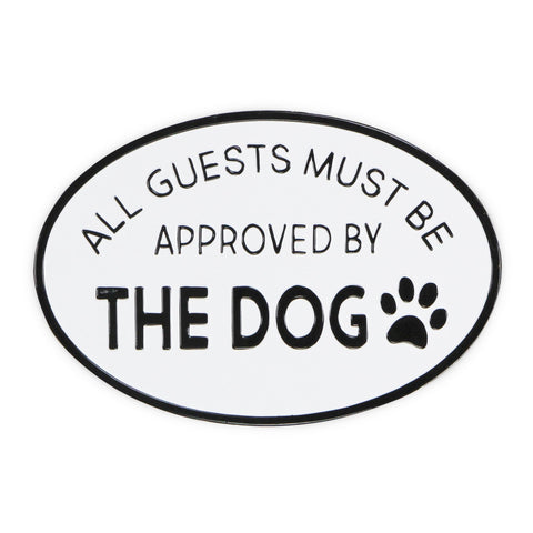 19" Black and White All Guests Approved By The Dog Metal Hanging Text Wall Decor