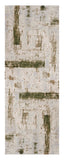 8' Ivory and Green Abstract Power Loom Distressed Runner Rug