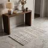 3' X 5' Gray and Ivory Southwestern Shag Power Loom Distressed Area Rug