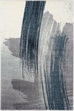 20' Blue And White Abstract Shag Runner Rug