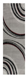 8' Gray and Black Abstract Power Loom Distressed Runner Rug