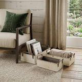 Set of Three Off White Nesting Solid Wood And Metal Crate