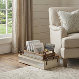 Set of Three White Nesting Solid Wood And Metal Crate