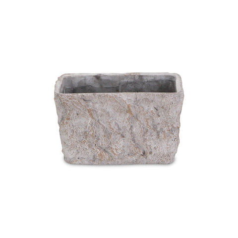 9" Gray Speckle Glaze Cement Indoor Outdoor Rectangular Pot Planter