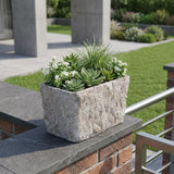 9" Gray Speckle Glaze Cement Indoor Outdoor Rectangular Pot Planter
