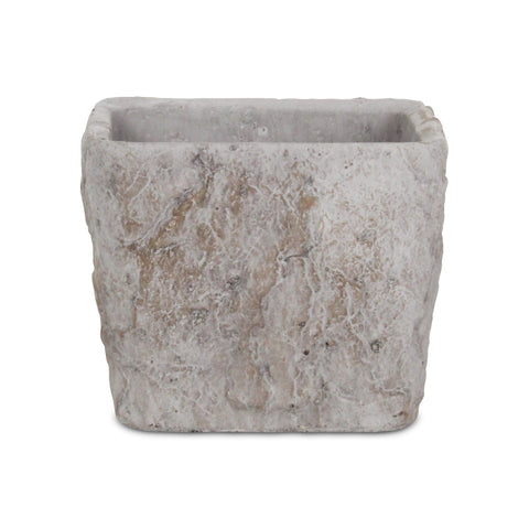 7" Gray Speckle Glaze Cement Indoor Outdoor Square Pot Planter