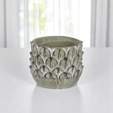Black And Gray Cement 49 Ounce Leaf Round Distressed Pot Planter