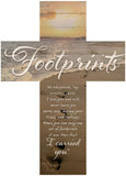 20" X 14" Brown Footprints In the Sand Religious Cross Wall Decor