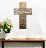 20" X 14" Brown Footprints In the Sand Religious Cross Wall Decor