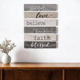 24" X 17" Gray Grateful Love Wood Plank Wall Decor