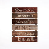 17" X 24" Brown Bless The Food Solid Wood Wall Decor