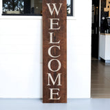 11" X 47" Brown Welcome Solid Wood Wall Decor