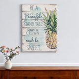 24" X 17" Green and White Be a Pineapple Wood Plank Wall Decor