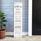 14" X 60" Black and White Porch Rules Solid Wood Wall Decor