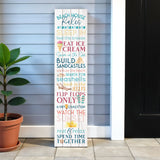 14" X 60" Blue and White Beach House Solid Wood Wall Decor