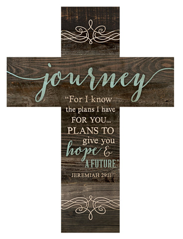 14" X 10" Brown Journey Novelty Cross Hanging Dimensional Sculpture