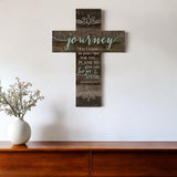 14" X 10" Brown Journey Novelty Cross Hanging Dimensional Sculpture