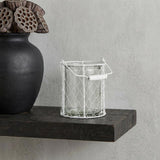 6" White and Clear Wire Basket and Glass Jar