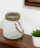 6" Clear and Brown Glass Tabletop Lantern Candle Holder