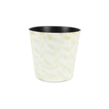 11" Cream Chevron Recycled Plastic Indoor Outdoor Round Pot Planter
