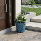 11" Blue Recycled Plastic Indoor Outdoor Round Pot Planter
