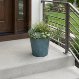 9" Blue Recycled Plastic Indoor Outdoor Round Pot Planter