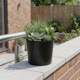 7" Black Recycled Plastic Indoor Outdoor Round Pot Planter
