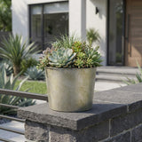 7" Gray Recycled Plastic Indoor Outdoor Round Pot Planter