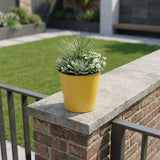 7" Yellow Recycled Plastic Indoor Outdoor Round Pot Planter