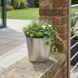 7" Silver Recycled Plastic Indoor Outdoor Round Pot Planter
